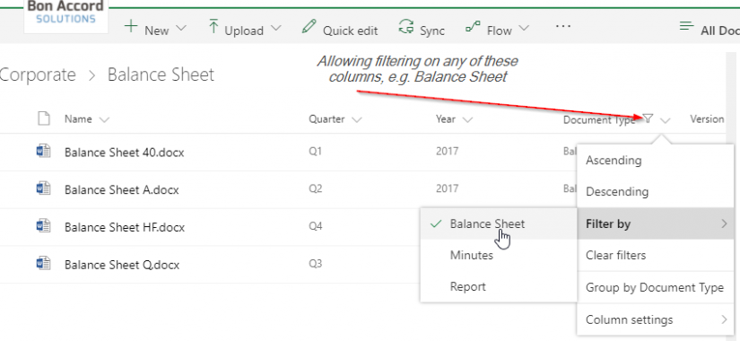 Filter and sort on metadata